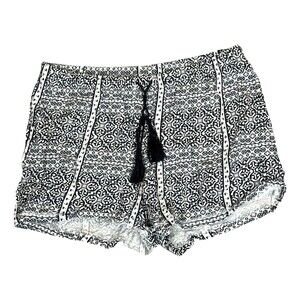 Tribal Shortie Shorts George Small Navy White Fringe Drawstring Cotton Coastal‎